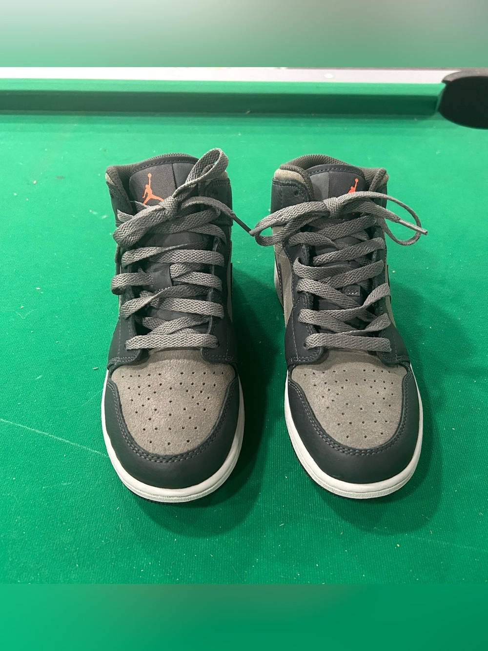 Nike Kids Grey and Orange High-Top Sneakers